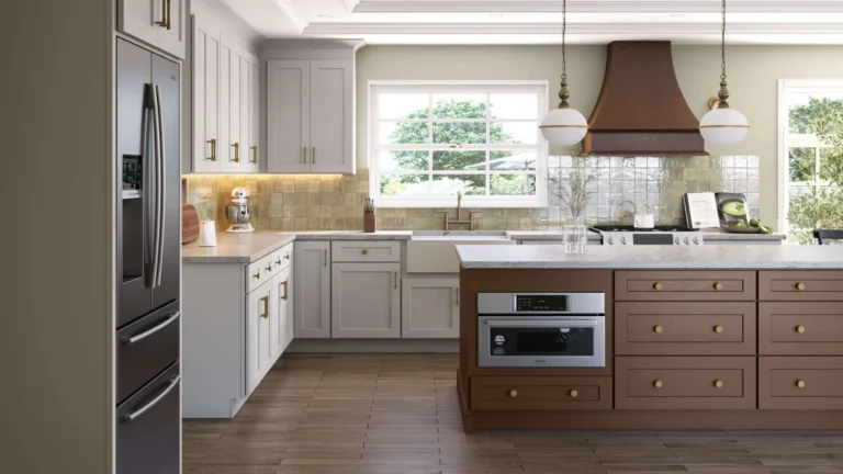 Brandy Shaker cabinets in a styled room