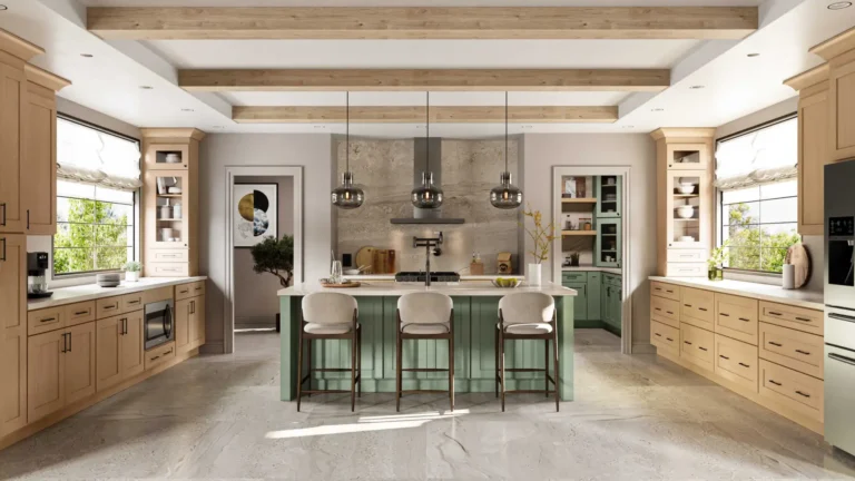 Caramel Shaker cabinets in a styled room