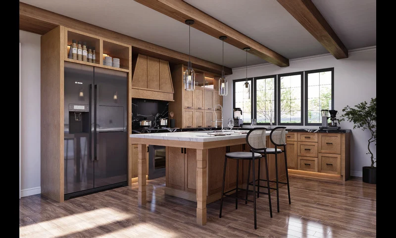 Keystone Builders Premium Shaker Toffee in a finished kitchen