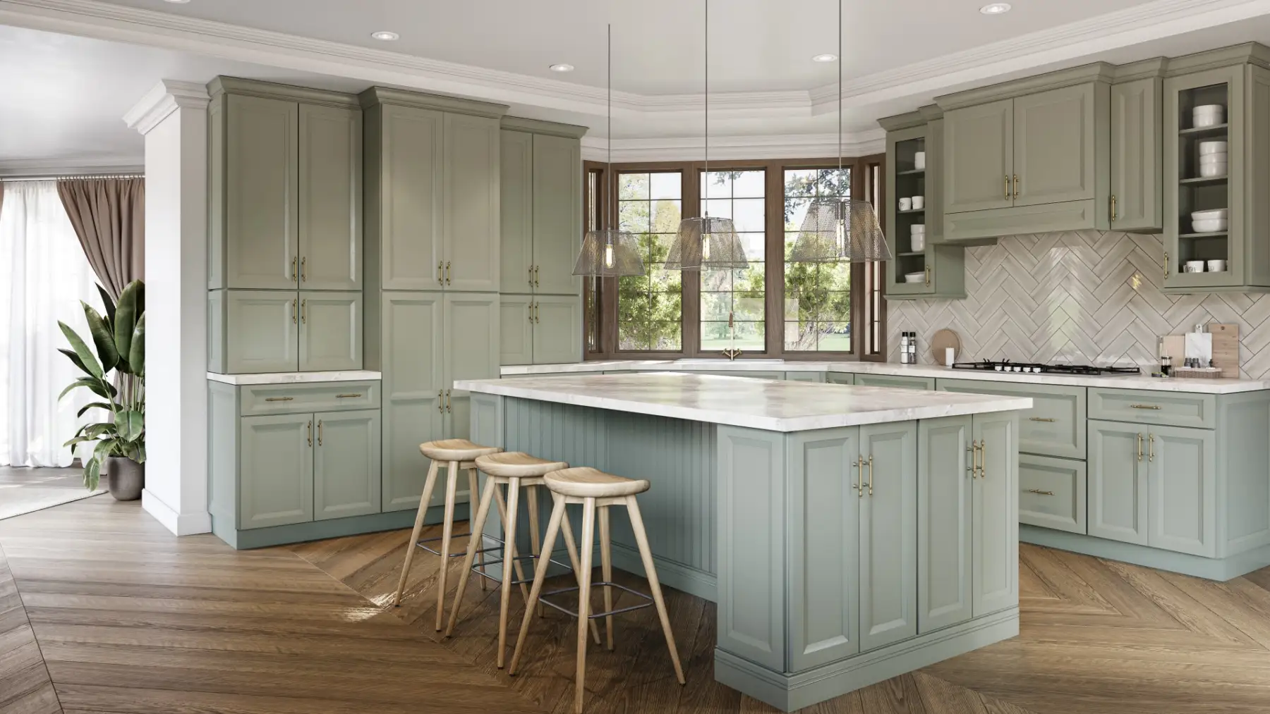 Oakley Sage Green in a finished kitchen
