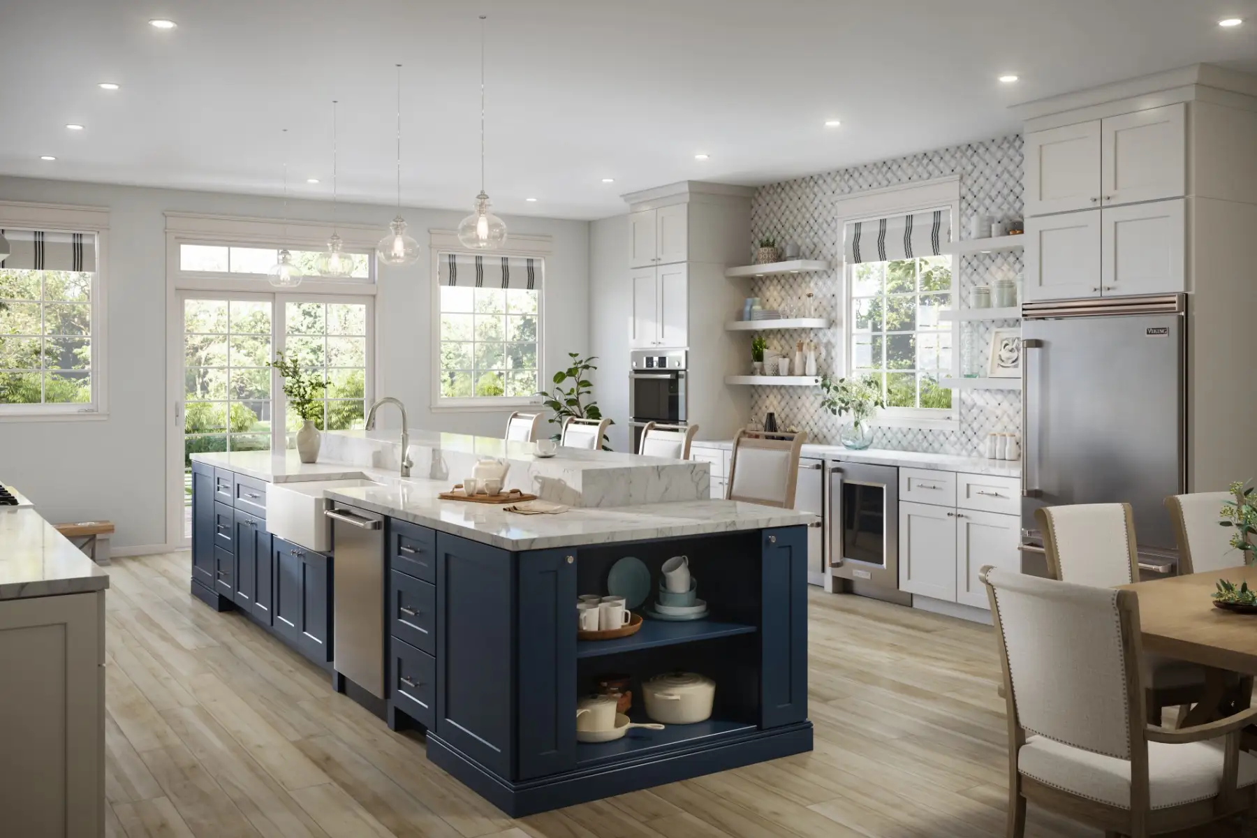 Shaker Navy in a finished kitchen