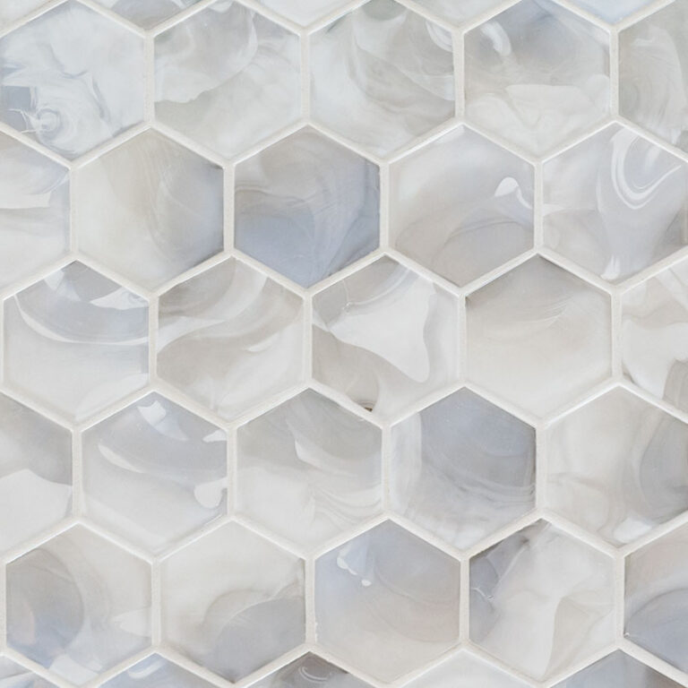 Akoya Pearl 3″ Hexagon Mosaic glass backsplash tile