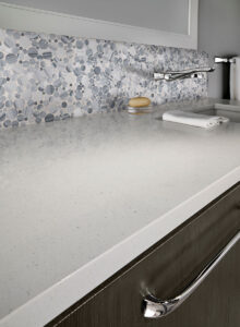 Alaska Gray Pebble Polished 10mm styled in a finished room