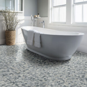 Alaska Gray Pebble Polished 10mm styled in a finished room