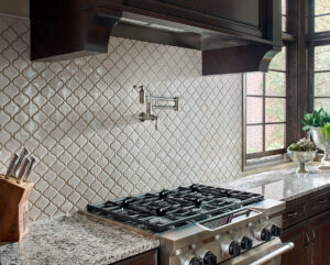 Bianco Arabesque styled in a finished room