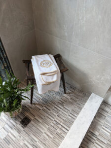 Ravello Mini Stack Polished styled in a finished room