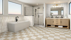 Angora Geometric Pattern styled in a finished room