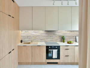 Angora Ellipse Polished styled in a finished room