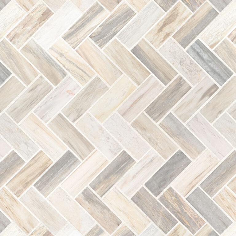 Angora Herringbone Polished glass backsplash tile