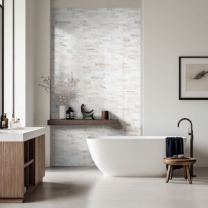 Angora Subway 2×6 Polished styled in a finished room
