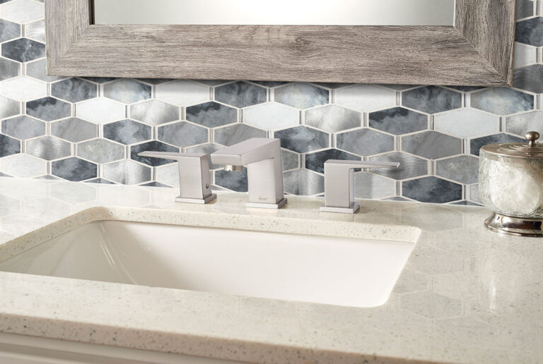 Ankara 6mm backsplash in a styled room