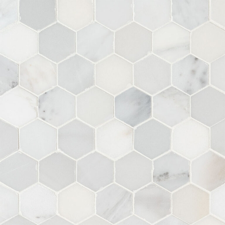 Arabescato Carrara 2-Inch Hexagon Honed natural stone backsplash tile