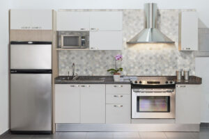 Arabescato Carrara 2-Inch Hexagon Honed styled in a finished room