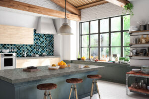 Azul Scallop 8mm styled in a finished room