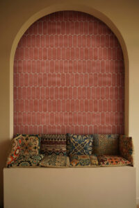 Terra Glossy Ellipse styled in a finished room