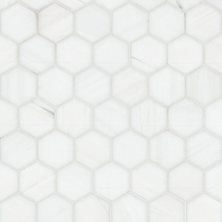 Bianco Dolomite 2″ Hexagon Mosaic natural stone backsplash tile