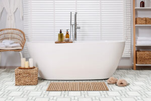 Bianco Dolomite Alana Polished styled in a finished room