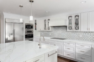 Bianco Dolomite Lynx Polished styled in a finished room