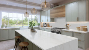 Bianco Glossy Ellipse styled in a finished room