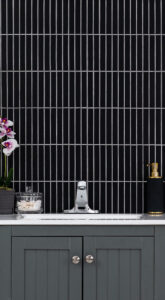 Black Matte 1×6 Stack Pattern styled in a finished room