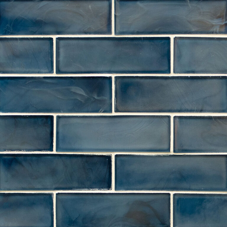 Blue Shimmer 2x6x6mm Subway glass backsplash tile
