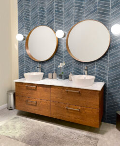 Blue Shimmer Chevron 6mm styled in a finished room