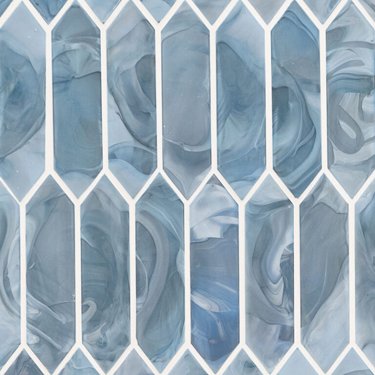 Blue Shimmer Picket 6mm glass backsplash tile