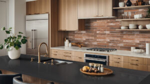 Brickstone Red Brick 2×18 styled in a finished room