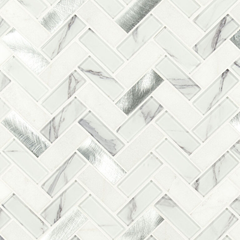 Bytle Bianco Herringbone 6mm mixed materials backsplash tile