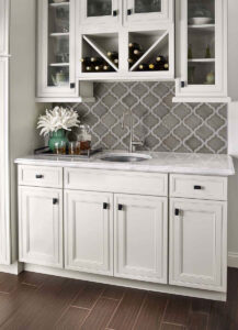Dove Gray Arabesque styled in a finished room