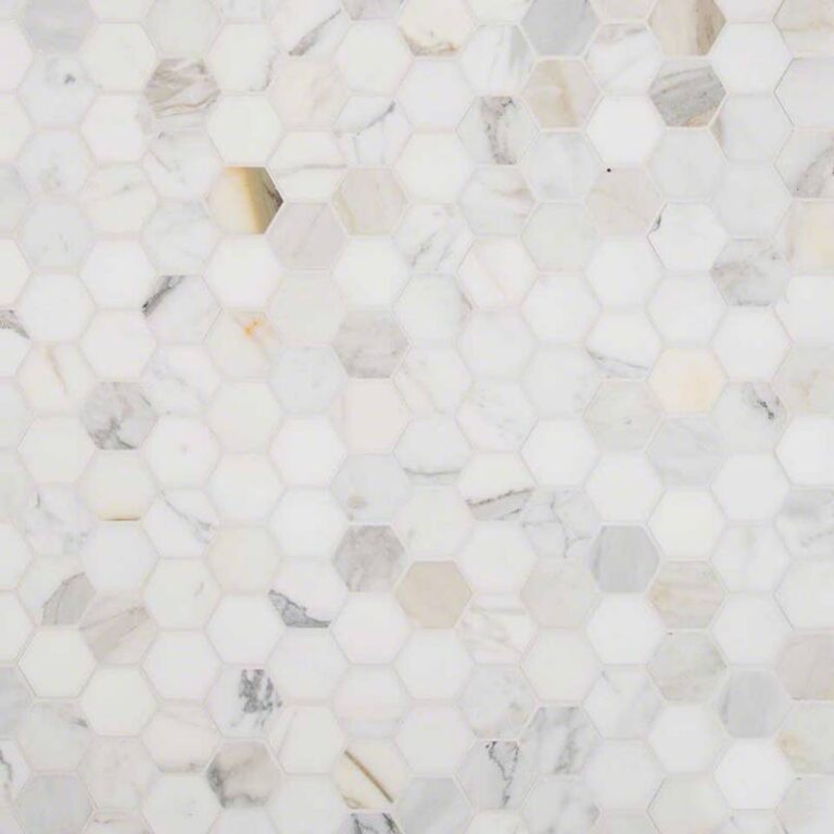 Calacatta Gold 2” Hexagon Mosaic natural stone backsplash tile