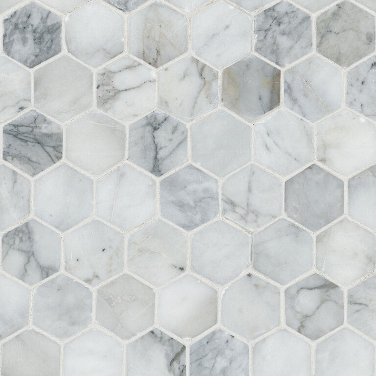 Calacatta Cressa 2” Hexagon Mosaic natural stone backsplash tile