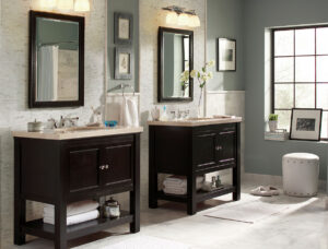 Calacatta Marbella Peel and Stick styled in a finished room
