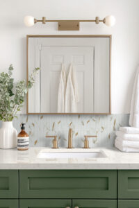 Calacatta Gold Matte 1×6 Stack Pattern styled in a finished room