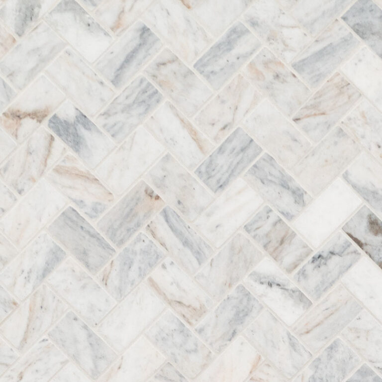 Capri Blue 1×2 Herringbone Honed Subway ceramic backsplash tile