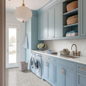 Capri Blue Round Honed styled in a finished room