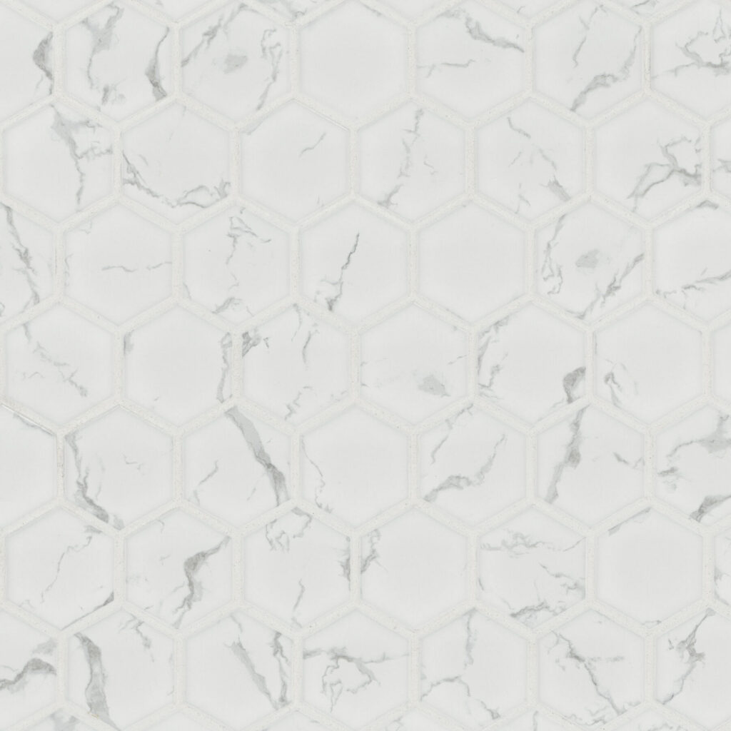 Carrara Matte 2″ Hexagon backsplash tile