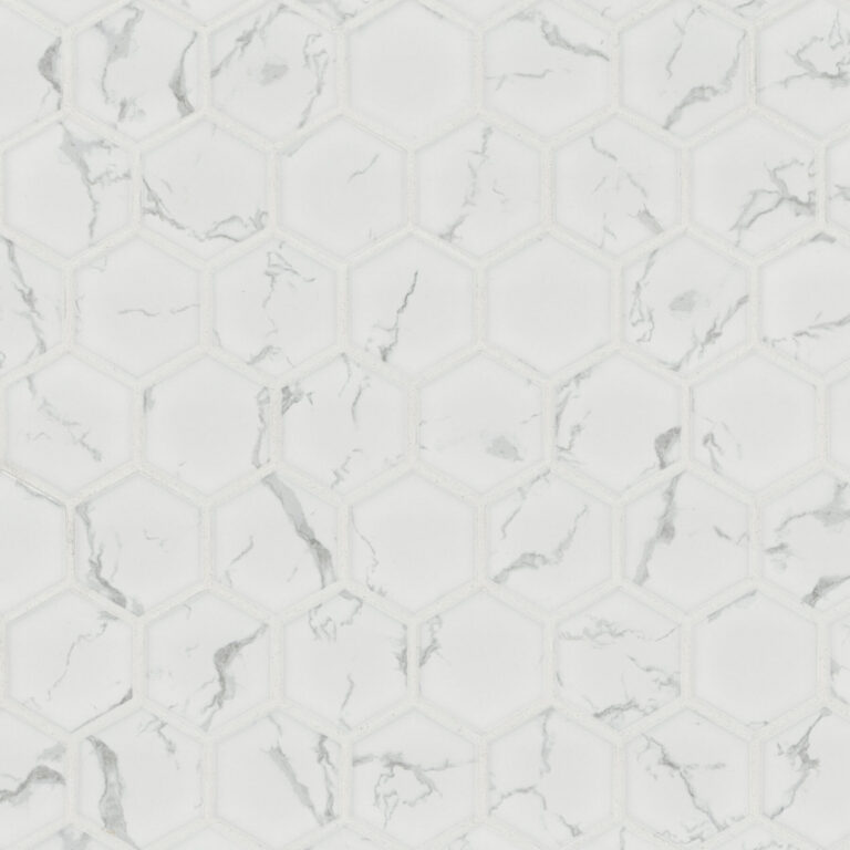Carrara Matte 2″ Hexagon glass backsplash tile