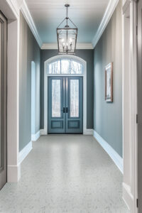 Carrara Matte 2″ Hexagon styled in a finished room
