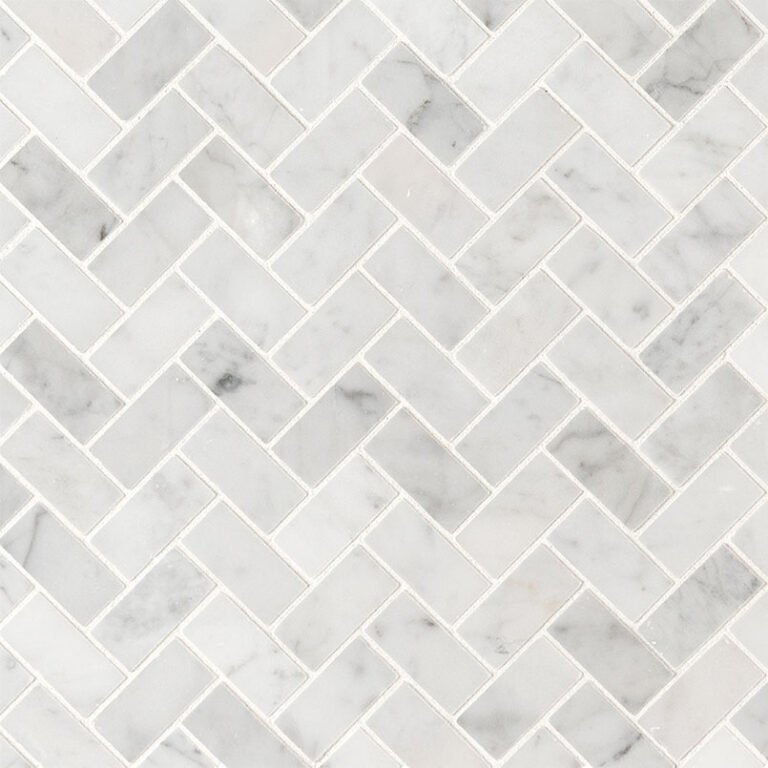Carrara White 1×2 Herringbone Honed natural stone backsplash tile