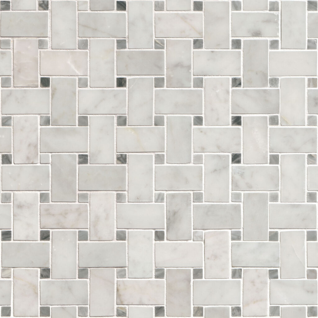 Carrara White Basketweave Pattern Honed backsplash tile