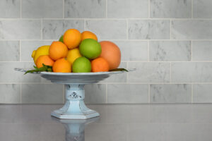 Carrara White Subway Tile 3×6 styled in a finished room