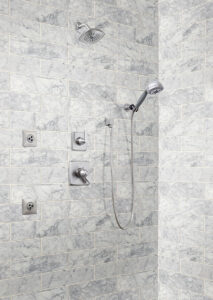 Carrara White Marble Subway Tile 4×12 styled in a finished room