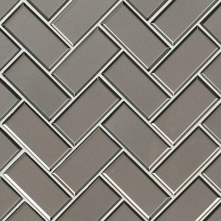 Champagne Bevel Herringbone 8mm glass backsplash tile