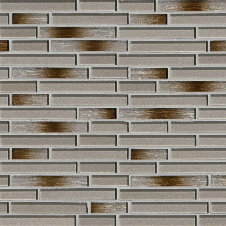 Champagne Blend Interlocking 6mm glass backsplash tile