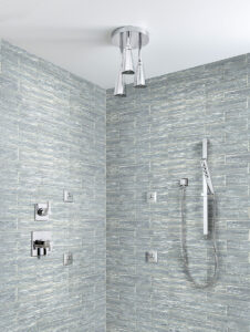 Chilcott Treasure Glass Tile 3×12 styled in a finished room