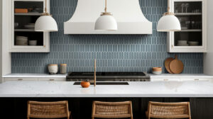 Cielo Azul Scallop Glossy styled in a finished room