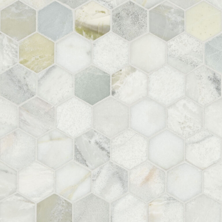 Cloudland 2″ Hexagon Polished glass backsplash tile