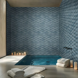 Convex Acqua styled in a finished room