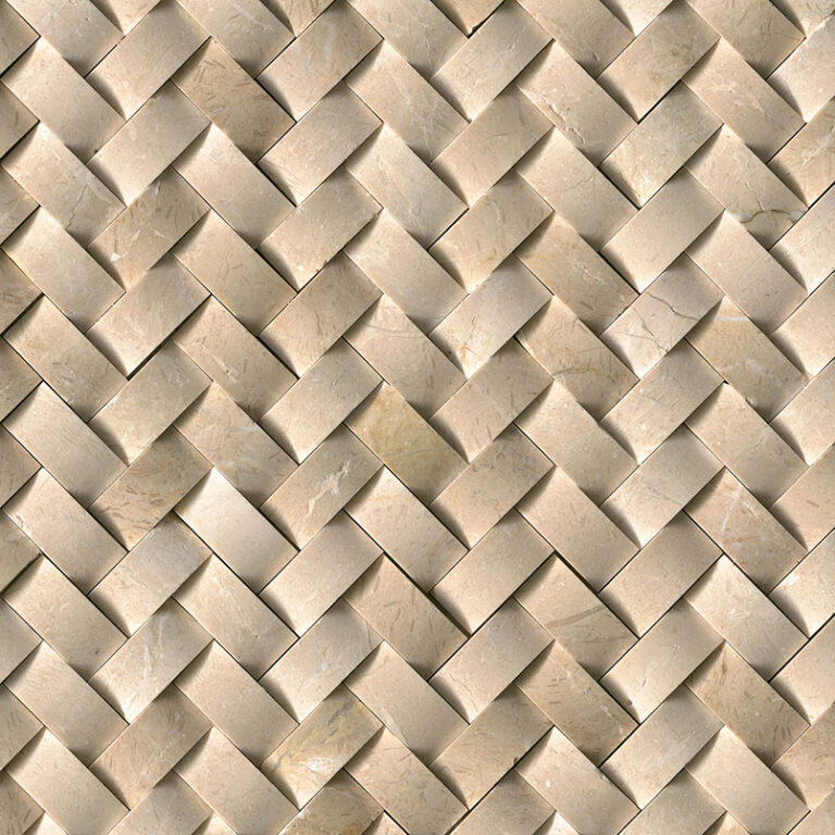 Crema Marfil Crema Herringbone natural stone backsplash tile